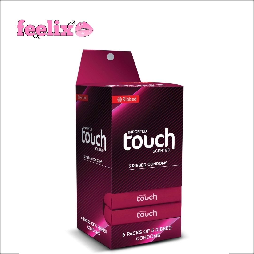 Touch Ribbed Condoms Complete Box Pack of 30 Condoms