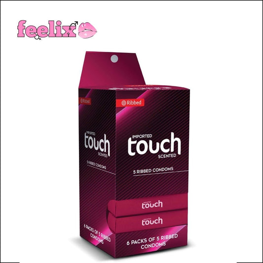 Touch Ribbed Condoms Complete Box Pack of 30 Condoms